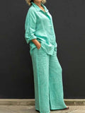 Urban Style Ladies Cotton Linen Shirt Suit