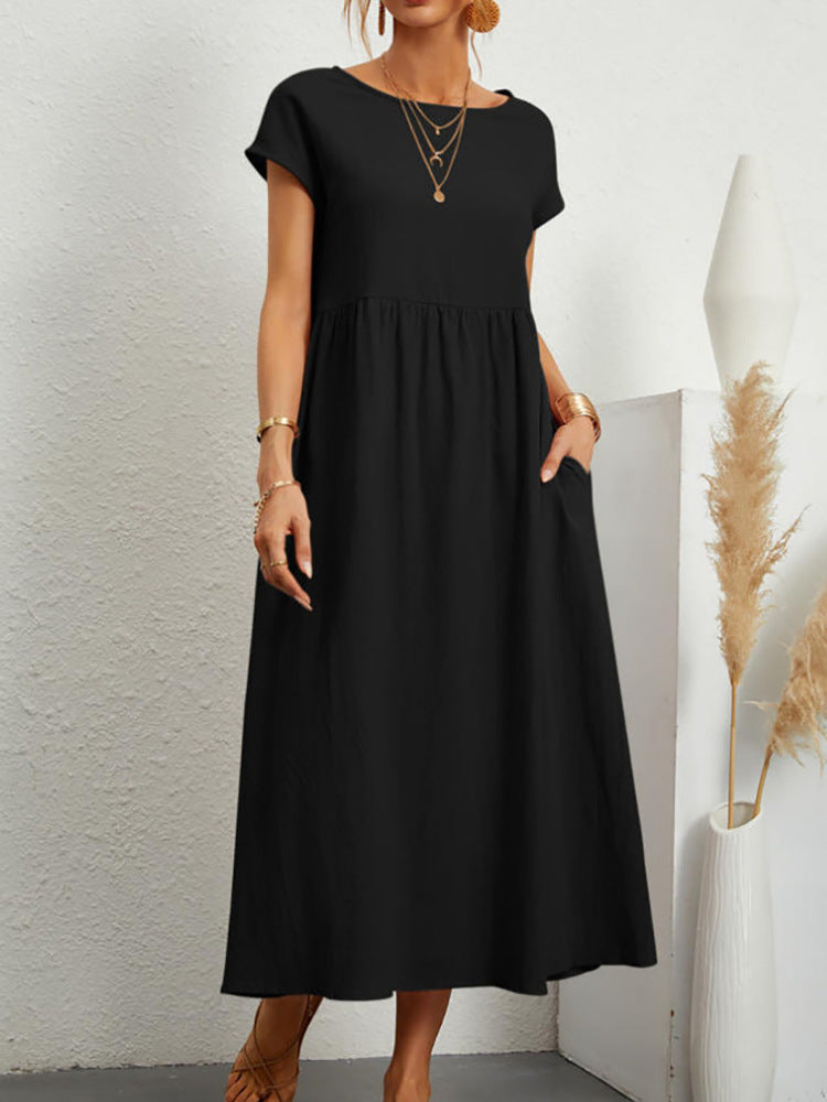 Sleeveless Easy-Care Cotton Linen Pocket Dress