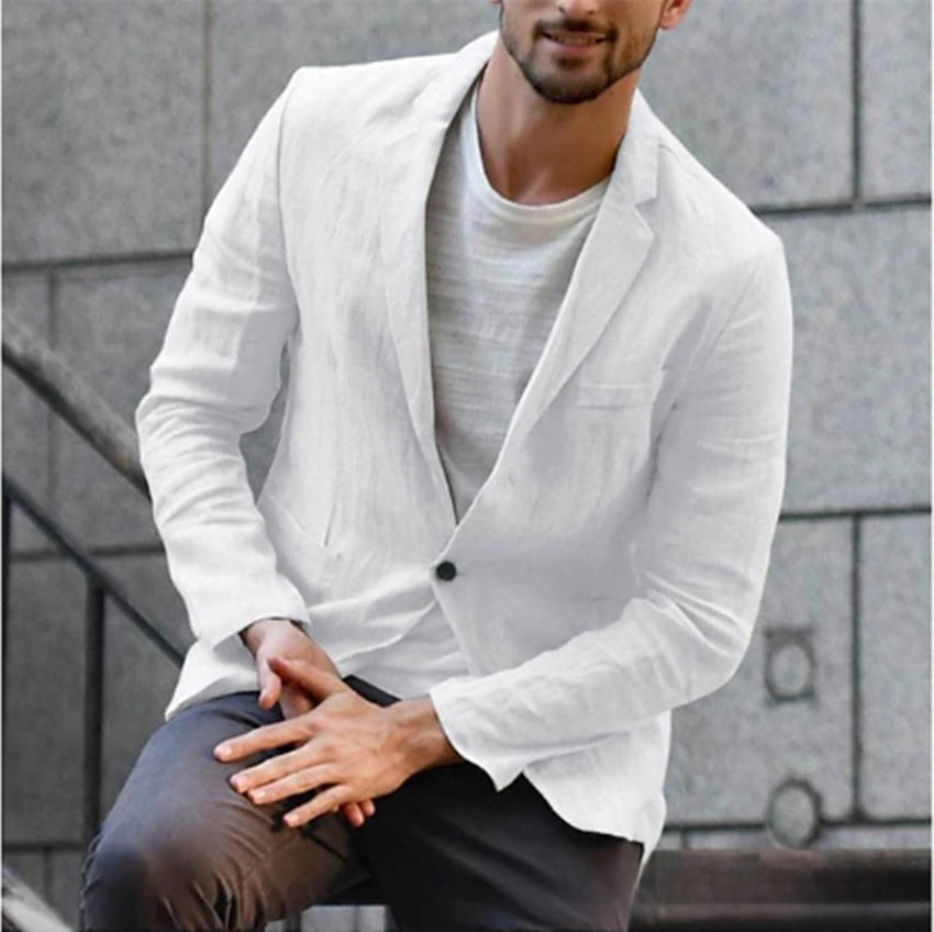 Men's Casual Style Cotton Linen Jacket