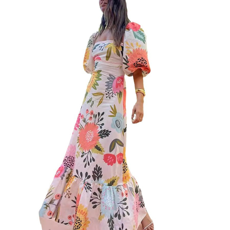 Puff Sleeve Summer Midi Dress