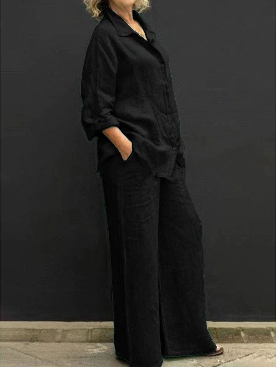 Urban Style Ladies Cotton Linen Shirt Suit