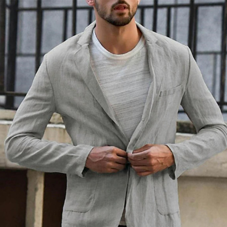 Men's Casual Style Cotton Linen Jacket