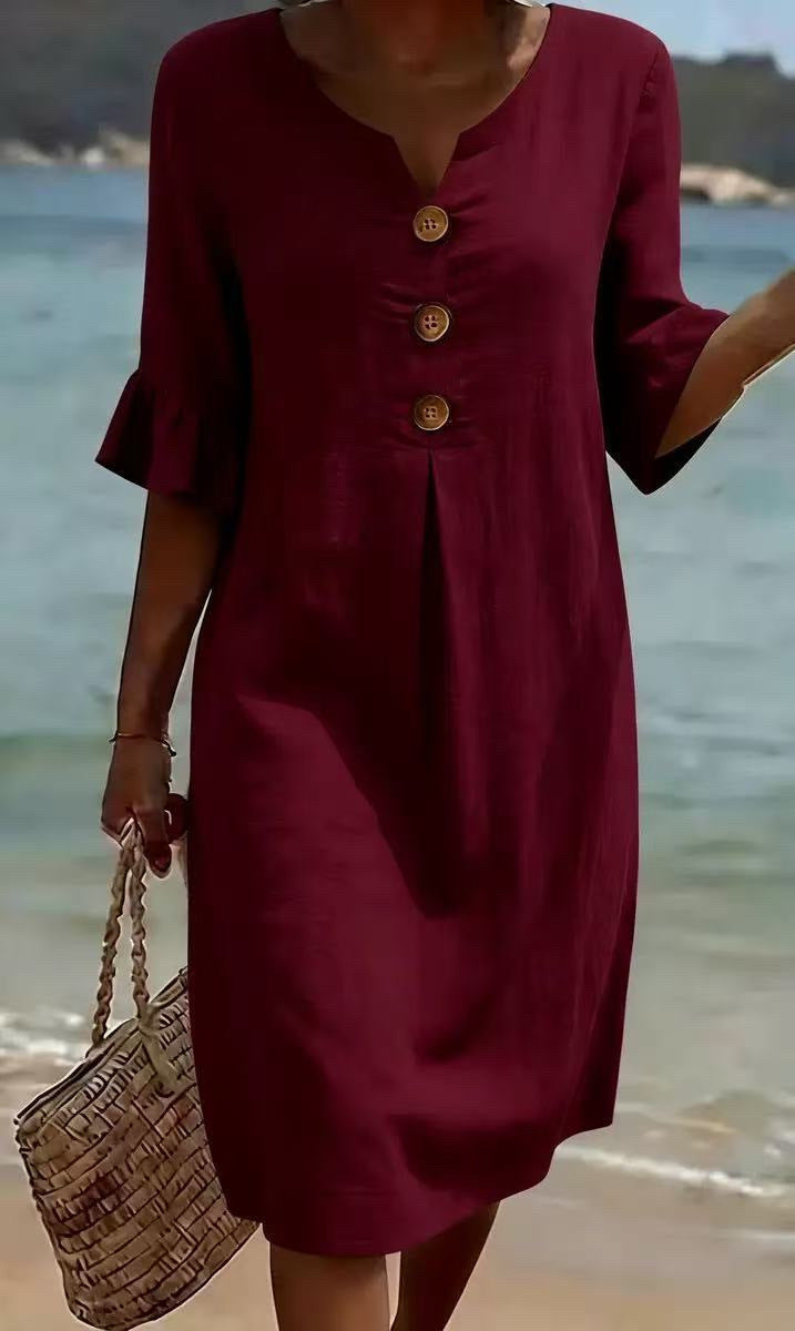Elegance Casual Cotton Linen Dress
