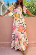 Puff Sleeve Summer Midi Dress