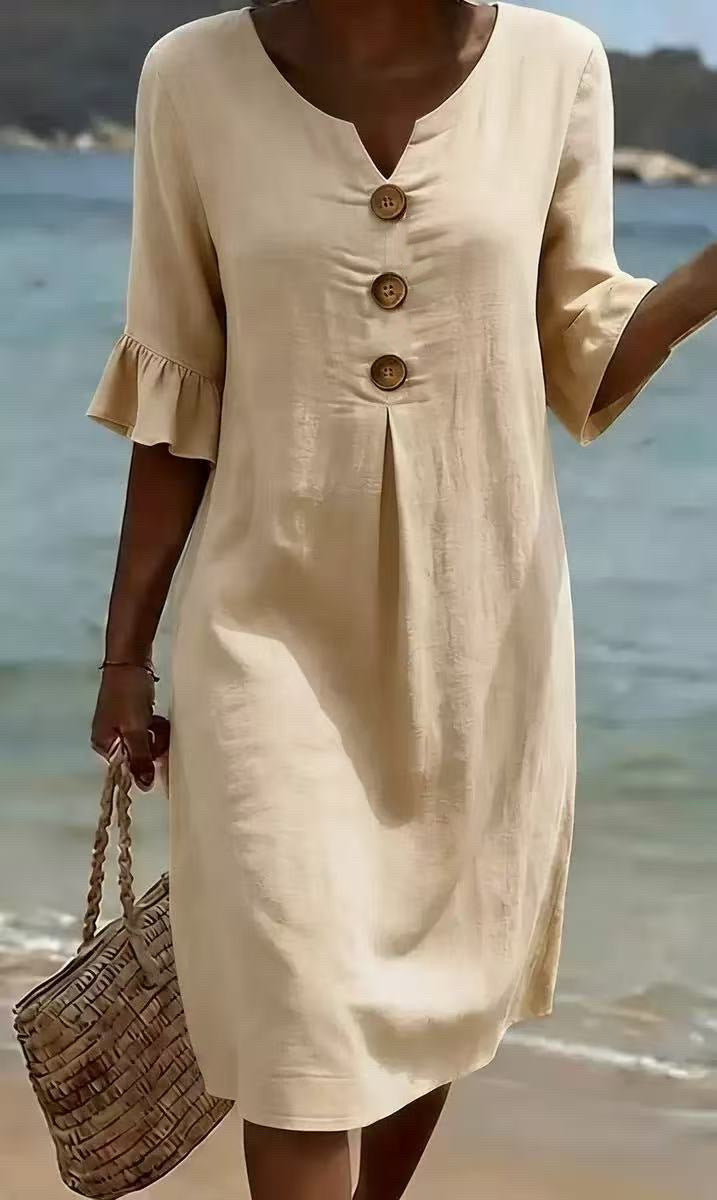 Elegance Casual Cotton Linen Dress