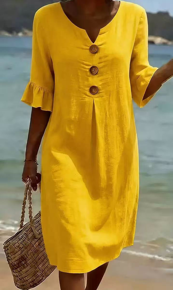 Elegance Casual Cotton Linen Dress