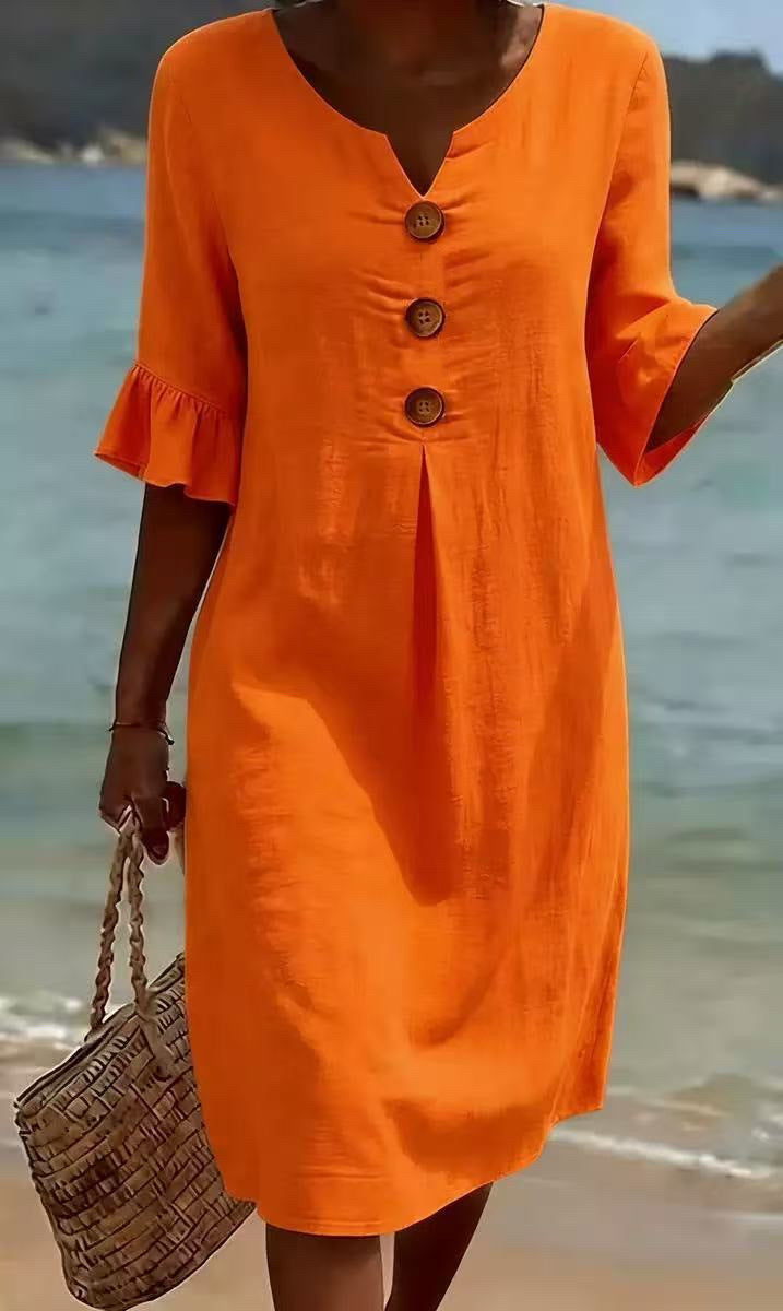 Elegance Casual Cotton Linen Dress