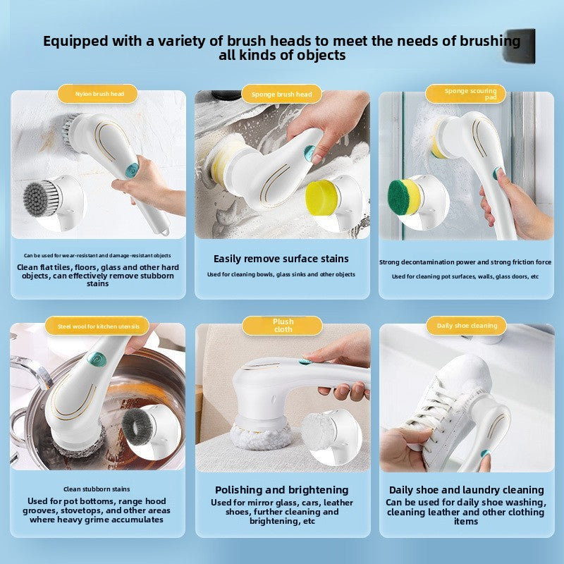 5-in-1 Electric Spin Scrubber — Cordless Cleaning Brush